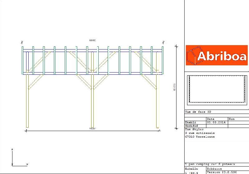 Abri camping-car monopente en sapin lamellé collé - Abriboa - Dimensions 8.00m x 4.03m - Pente 20°_1