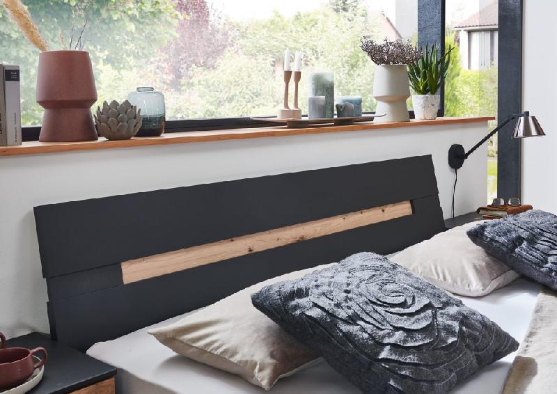 Cadre de lit avec chevets GIRBO 160x200 cm - Graphite et chêne artisan - Design contemporain_1