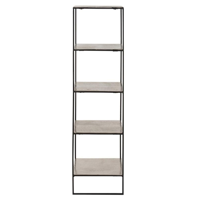 Étagère 5 planches NIZI - métal noir et aluminium argent/noir - design moderne et fonctionnel_1