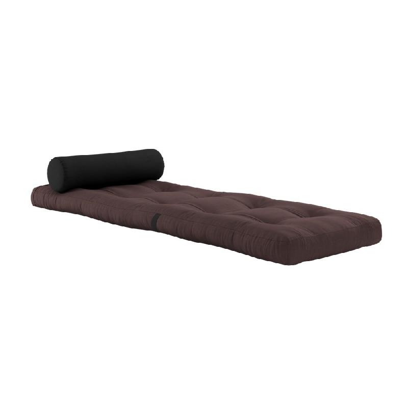 Fauteuil futon convertible WRAP - design japonais et scandinave - couleur marron - matelas 70x200 cm_1