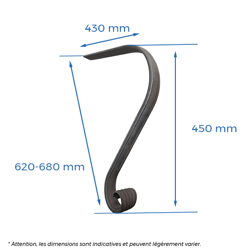 Fin de main courante 50 x 14mm - H.680mm_1