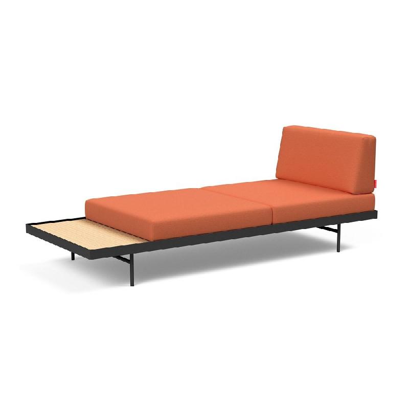 INNOVATION LIVING - Canapé design convertible lit Puri 195x80 cm en tissu Argus Rust avec table en chêne_1