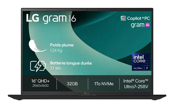 LG Gram 16Z90TL Copilot+ PC Intel Core Ultra 7 258V Ordinateur portable 40,6 cm (16