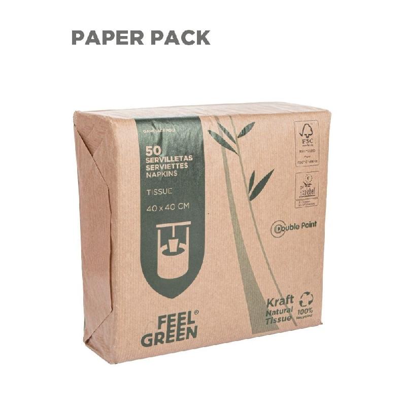 Serviette Ecolabel 2 plis Paper Pack 18G/M2 33x33cm naturel ouate - par 2400_1