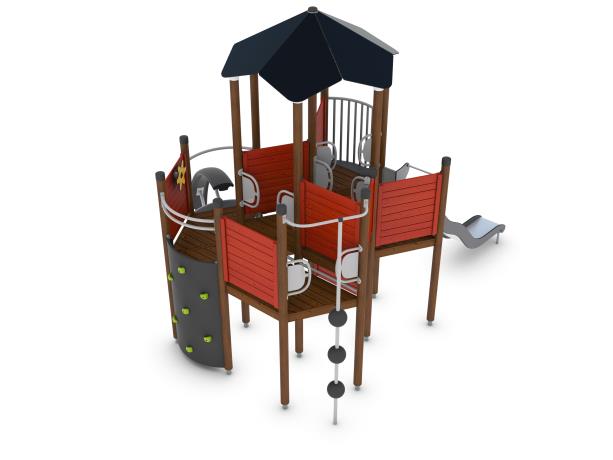 Structure multi-jeux pour enfants 5 à 12 ans - Uniplay Karro 8049141 - Hags - Poteaux et panneaux bois, fondation à enterrer_1