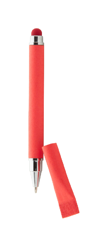 Stylo stylet - bille en papier recyclé - tactile avec capuchon coloré - encre bleue_1