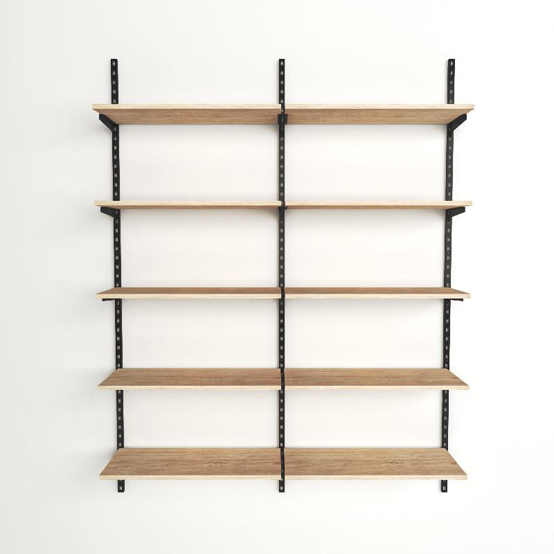 Élément suivant  Global noir 5 tablettes chêne clair L90xH240cm_1