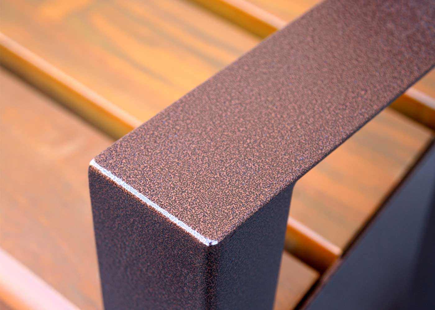 Banquette Alea UM395B - acier galvanisé et bois tropical traité - finition rouge cuivré_1