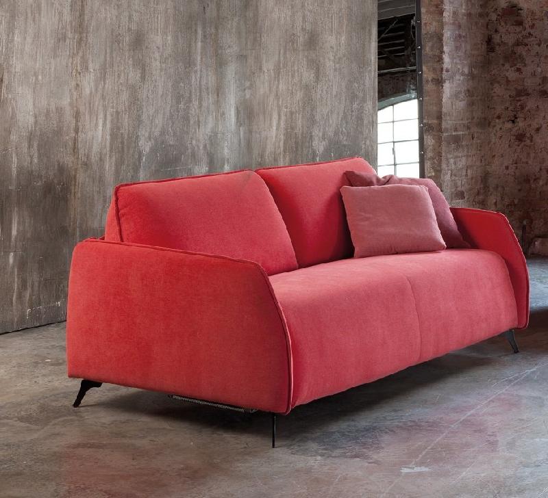 Canapé convertible Carmine 140x195 en tissu Maracaibo fraise - Pieds Liberty acier brun - Fabrication italienne_1