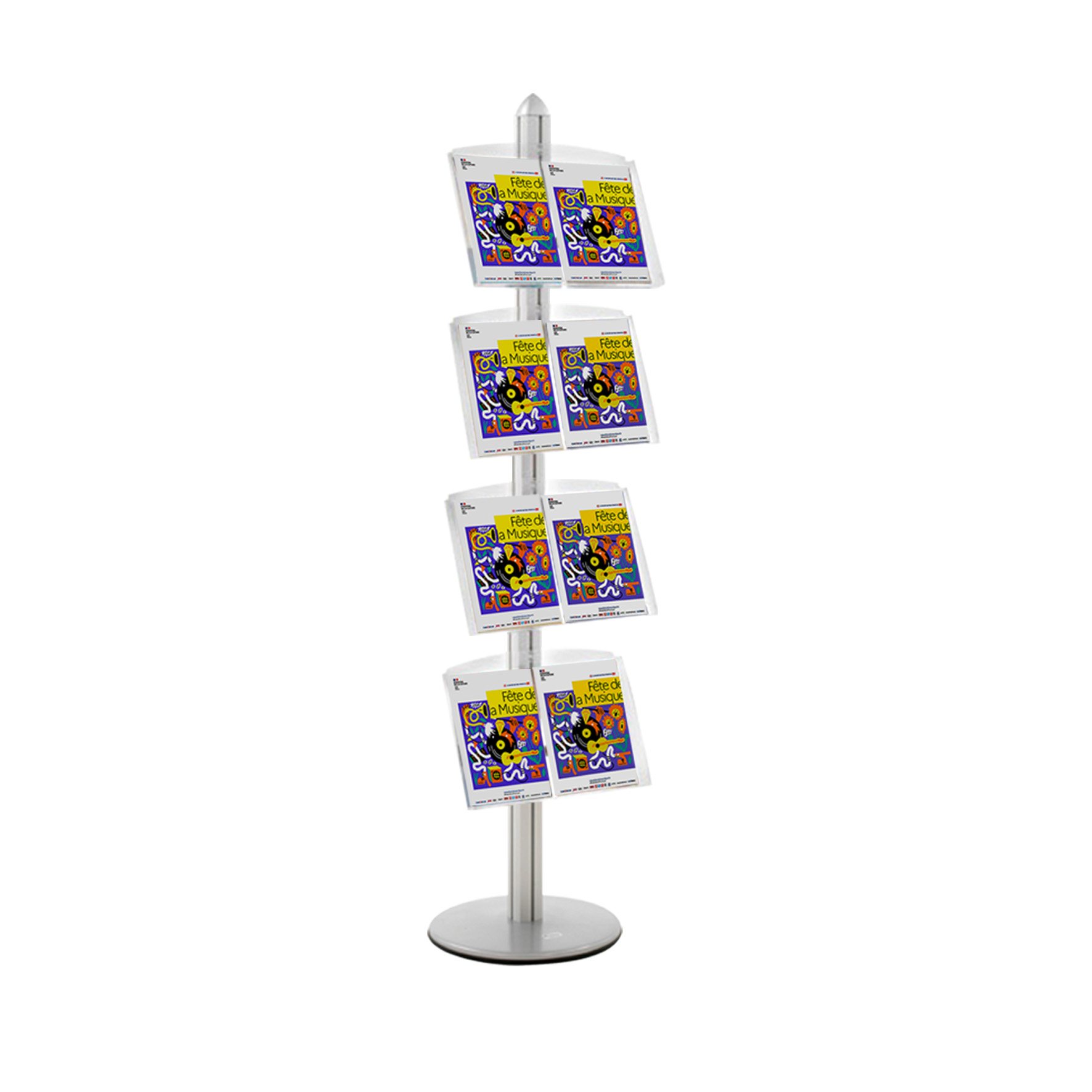Présentoir Visual-Displays® gris - 4 étagères en métal inclinées - Réf : 214606M_1
