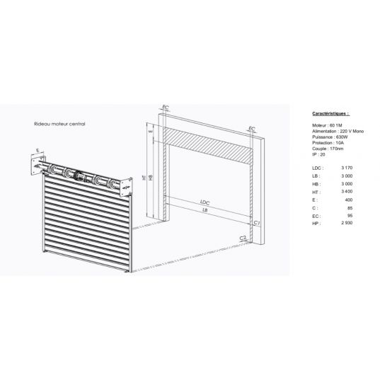 Rideau métallique industriel isolé galvanisé L3mxH3m - motorisé - gamme RIDISOL - fabriqué en France_1