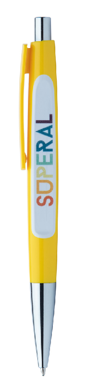 Stylo à bille en plastique - large clip personnalisable - encre bleue - couleur jaune - 10g_1