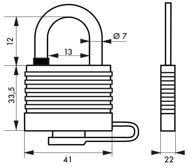Cadenas à clé Sea Line 35 mm noir - Corps laiton gainé PVC - Anse inox anticorrosion - Double verrouillage par billes inox_1