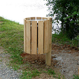 Corbeille publique en pin traité avec arceau amovible - Modèle LUNE - 50L - Garantie 10 ans_1