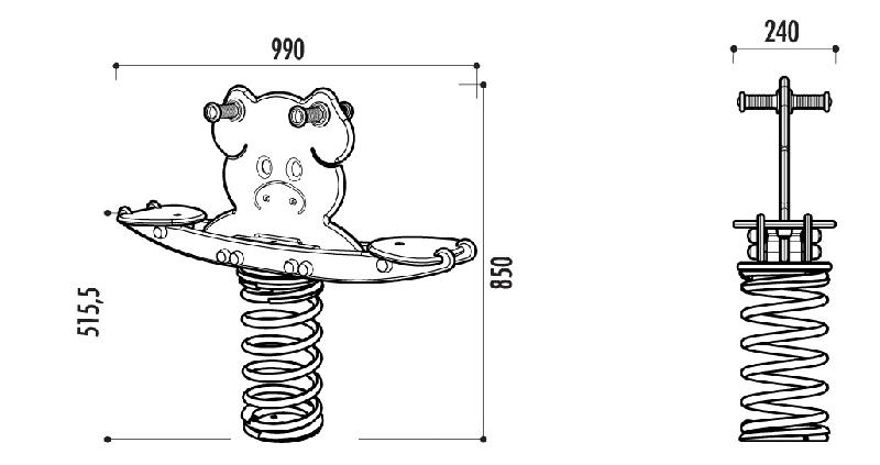 Jeu Bascule Ressort Cochon Âge 1 à 12 ans en polyéthylène teinté UV_1
