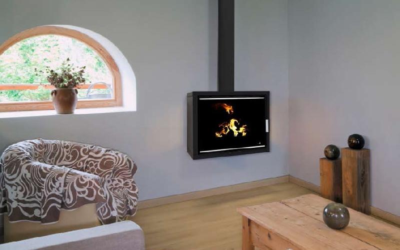 Poêle mural suspendu Ecodesign Portimao-SL-695-S - 9 kW avec ventilation_1