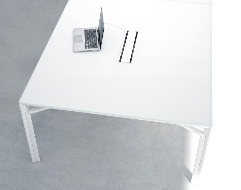 Table de réunion X8  plateau laqué - Officity. - Blanc 9010, 140, Blanc RAL 9003_1