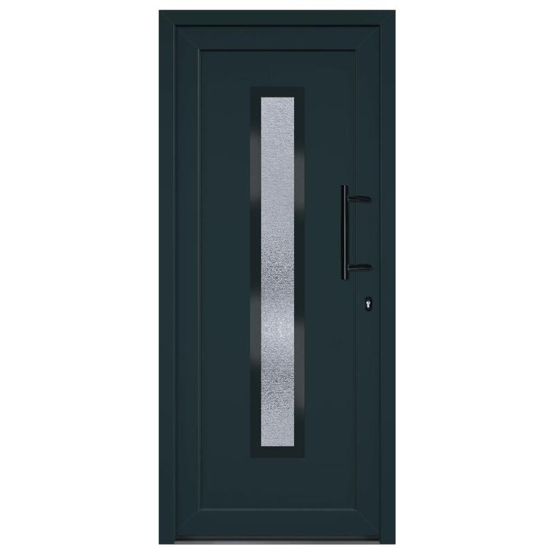 Vidaxl porte d'entrée anthracite 88x200 cm pvc 3157089_1