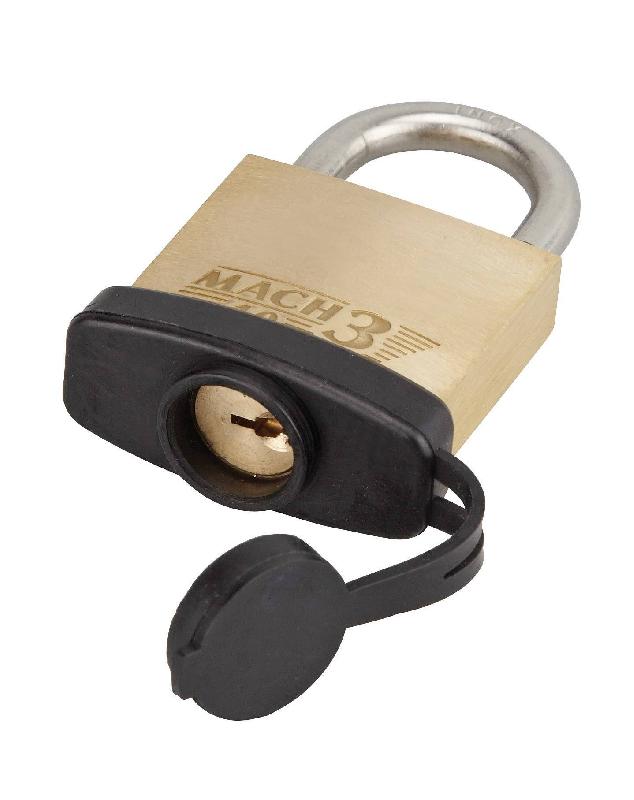 Cadenas à clé Mach 3 Bumper 40 mm - Corps laiton monobloc et anse inoxydable - Idéal pour extérieur_1