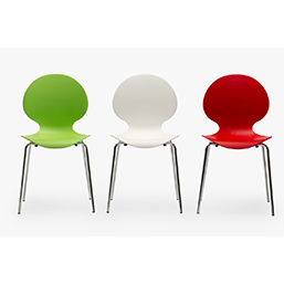 Chaise empilable - BUNNY - Coque en polypropylène teintée - Piétement chromé - Coloris Blanc, Rouge ou Vert_1