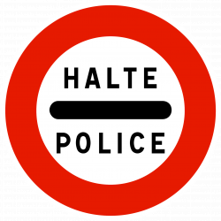 Panneau d'interdiction B5b - Arrêt au poste de police - WP Signalisation_1