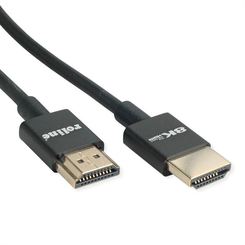 ROLINE Câble HDMI Ultra HD 8K avec Ethernet, Slim, M/M, noir, 2 m_1