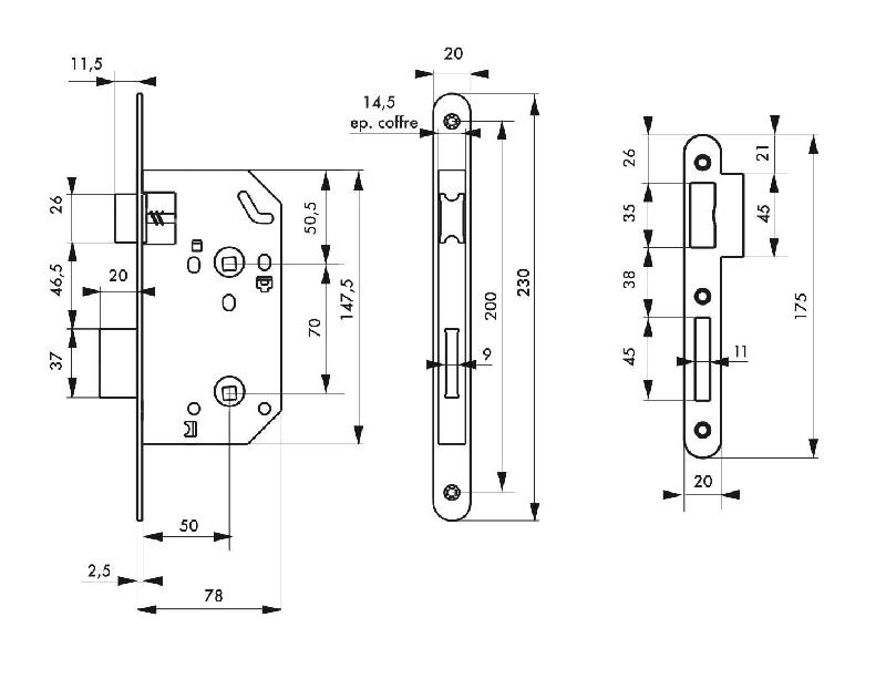 SERRURE ENCASTRABLE POUR PORTE D'INTÉRIEURSERRURE ENCASTRABLE POUR PORTE D'INTÉRIEURMONOMAX NF TÊTÈRE NOIRE_1