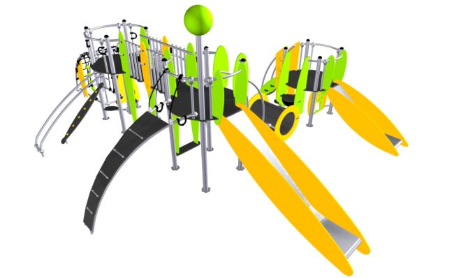 Structure multi-activités métallique Etnik Les Grenadines sans poupée - LD1EK0270 - Ludoparc - 3 tours - 2 à 8 ans - 35 enfants_1