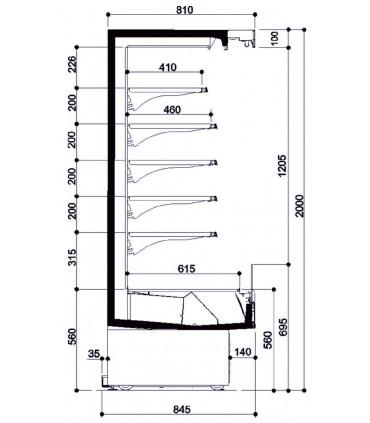 Vitrine verticale positive sans porte , pour chr, traiteurs, boulangeries, pâtisseries et chocolateries -onwave 3 green 250 iarp_1