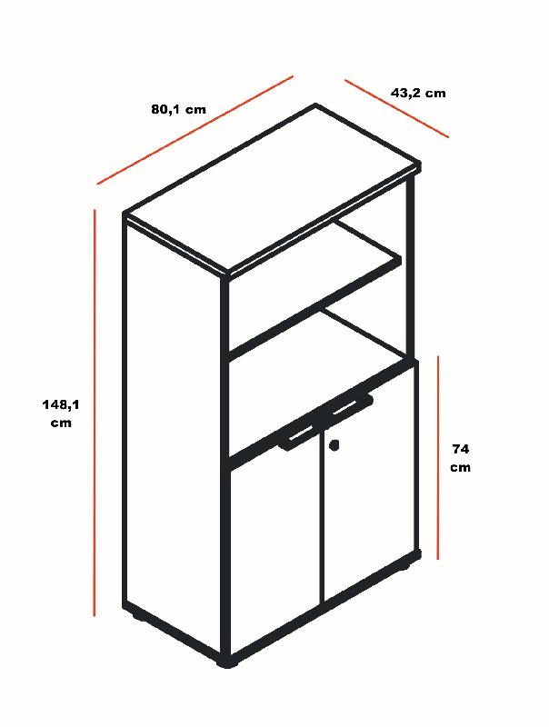 Armoire avec niche bibliothèque - MDD - Blanc_2