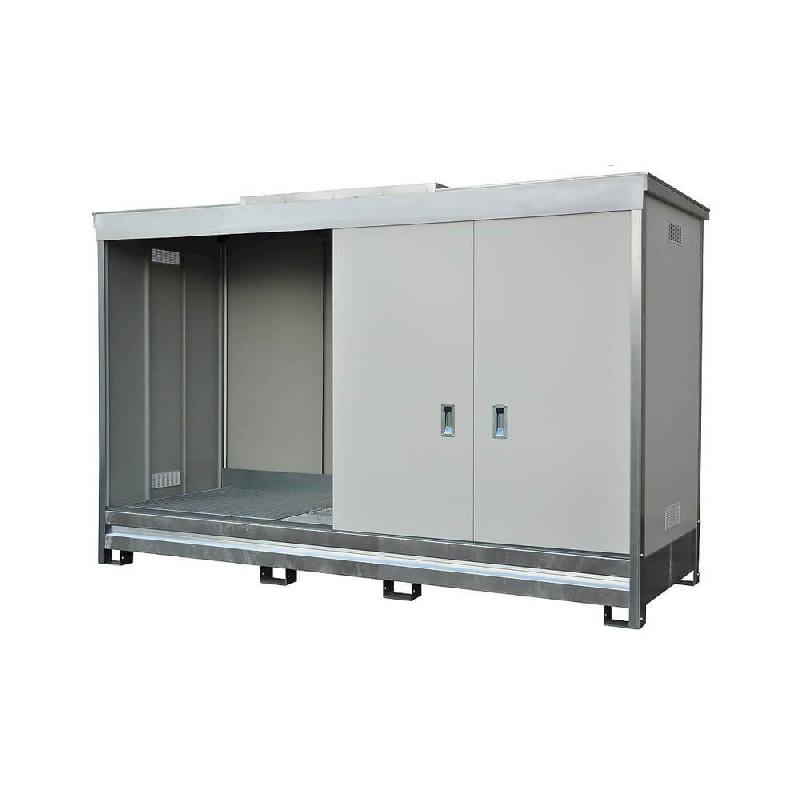 Armoire de rétention galvanisé 3958x1466x1955 mm + caillebotis galva - 1500 L avec portes_1