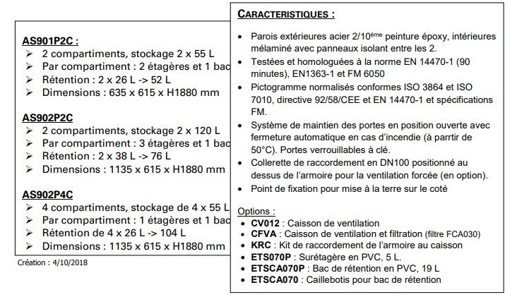 As902p2c - armoire de sécurité pour produits inflammables - delahaye - capacité 2 x 120 l_1