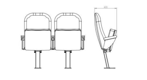 Fauteuil à piétement central, assise relevable automatiquement par ressort de torsion - tr100_1