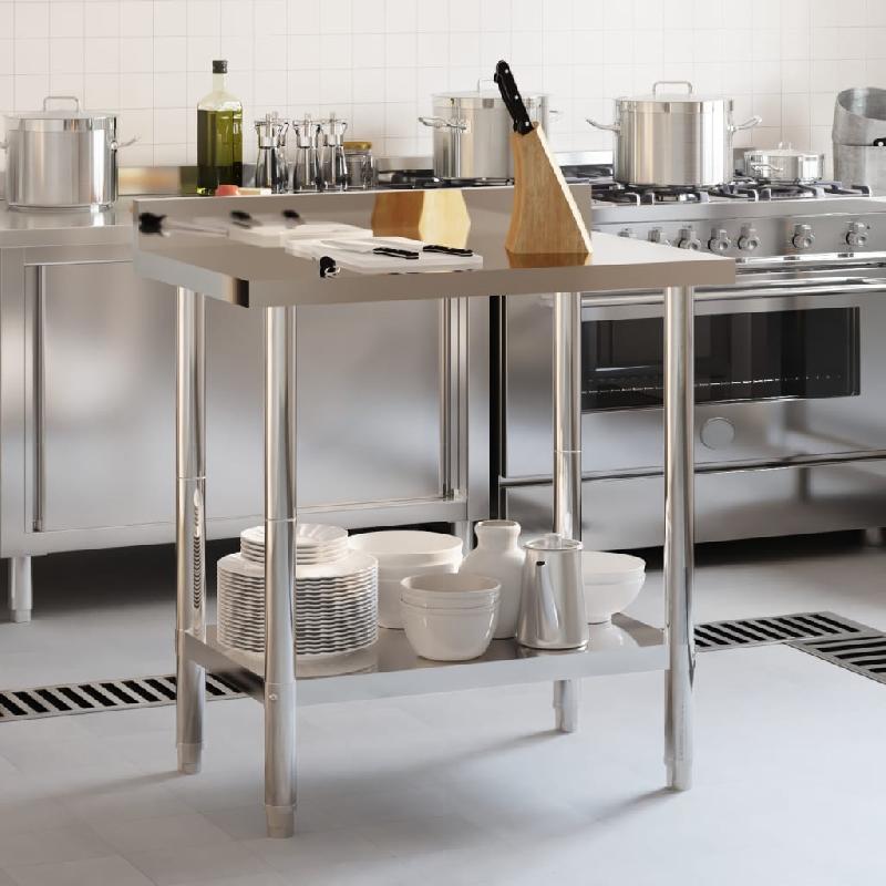 Vidaxl table de travail de cuisine avec dosseret 82,5x55x93 cm inox 376457_1