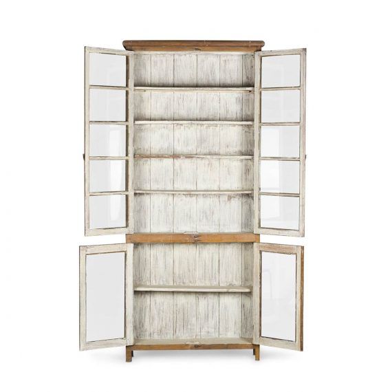 00119001000515 - meuble présentoir vintage Francisco Segarra - intérieur blanc laqué et extérieur bois naturel - 120×33×H265cm_1