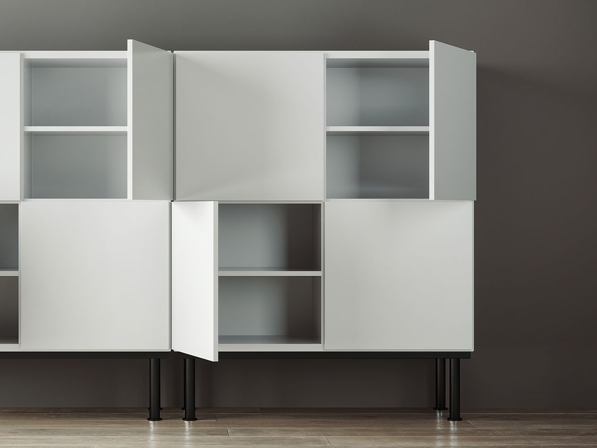 Armoire mi-haute 4 portes - Allure L100 x H123.5 cm - Design épuré et structure surélevée_1