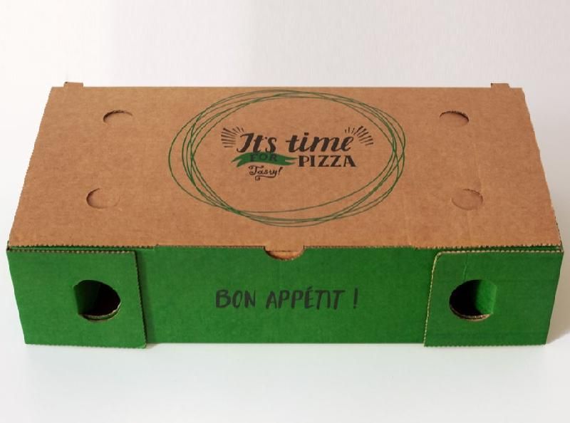 Boîte calzone en carton - Double Kraft - coloris vert - format 33x17x8 cm_1