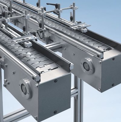 Convoyeur à chaînes charnières modulaire et robuste SBF-P 2254 - MK Technology Group - transport complexe 3D, acier, largeurs 100-205 mm_1