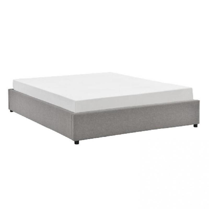 Lit coffre Dorres 180x200cm - sommier relevable gris avec grand coffre de rangement_1