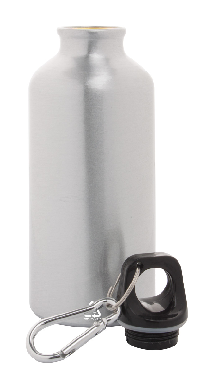 Gourde en aluminium recyclé avec mousqueton - 400 ml - Couleur argenté_1