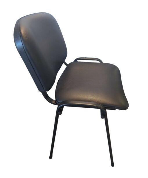 Chaise visiteur en similicuir d'occasion - cadre métal noir mat - design contemporain - 53x53x83 cm_1