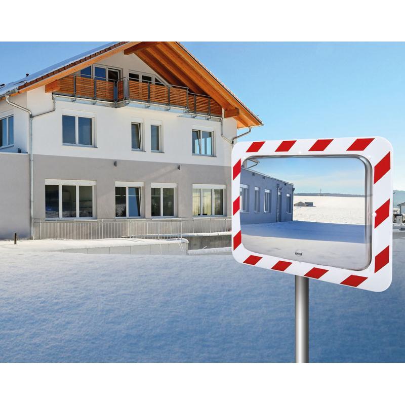 Miroir inox anti-givre/anti-buée VIALUX® - Cadre rouge et blanc - Réf : 854_1