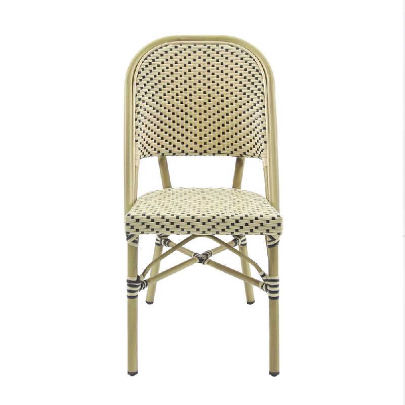 Paris - Chaise de bistrot en rotin synthétique bambou-blanc/noir_1