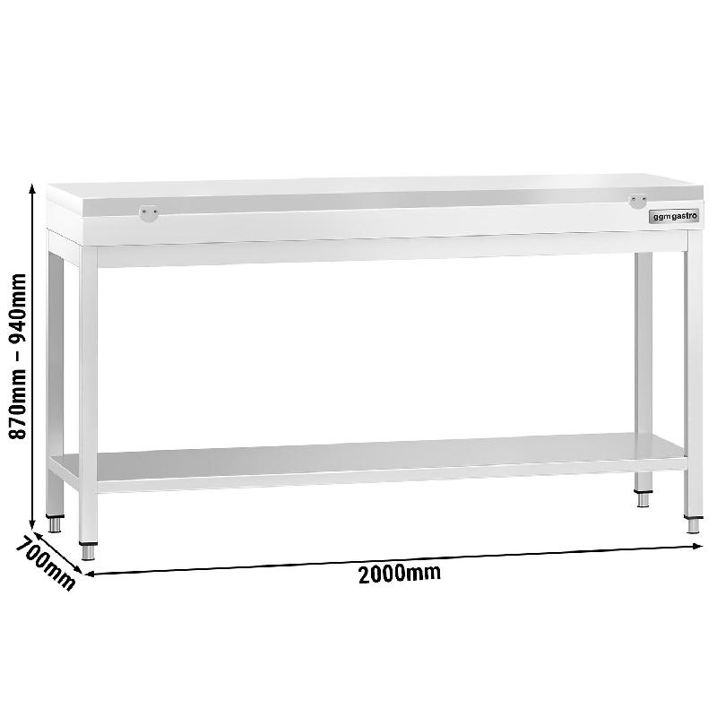 Table inox de découpe avec plan blanc - Profondeur 700 mm | Ggm - 2000_1