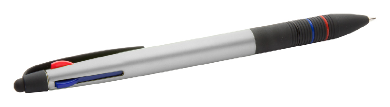 Stylo bille 3 couleurs avec stylet - plastique - encres noire, bleue et rouge_1