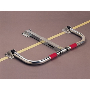 Barrière rabattable de parking - Mottez - acier galvanisé avec cadenas et bandes rouges_1