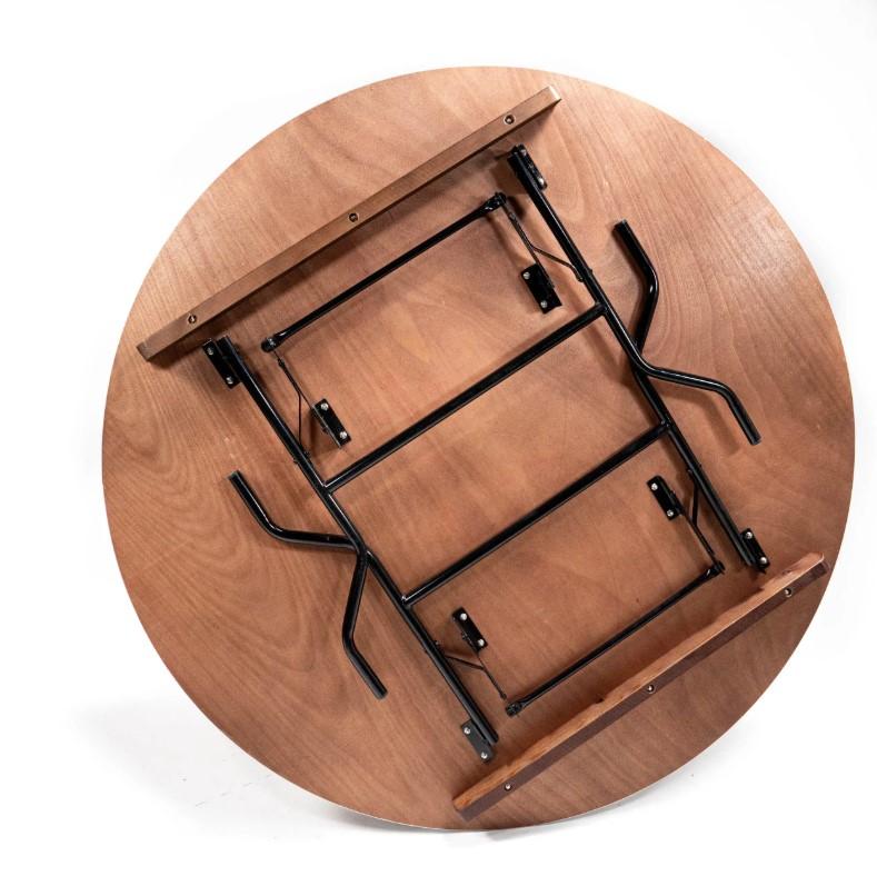 Cody - Table de banquet pliable ronde Ø 152 cm Noir/Bois_1