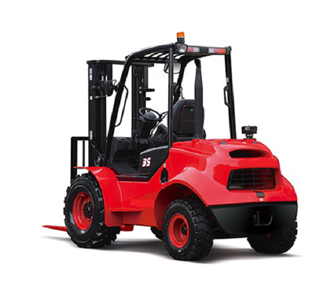 Location courte durée - Chariot élévateur tout terrain diesel 3500 kg avec roues motrices et système anti-vibration_1