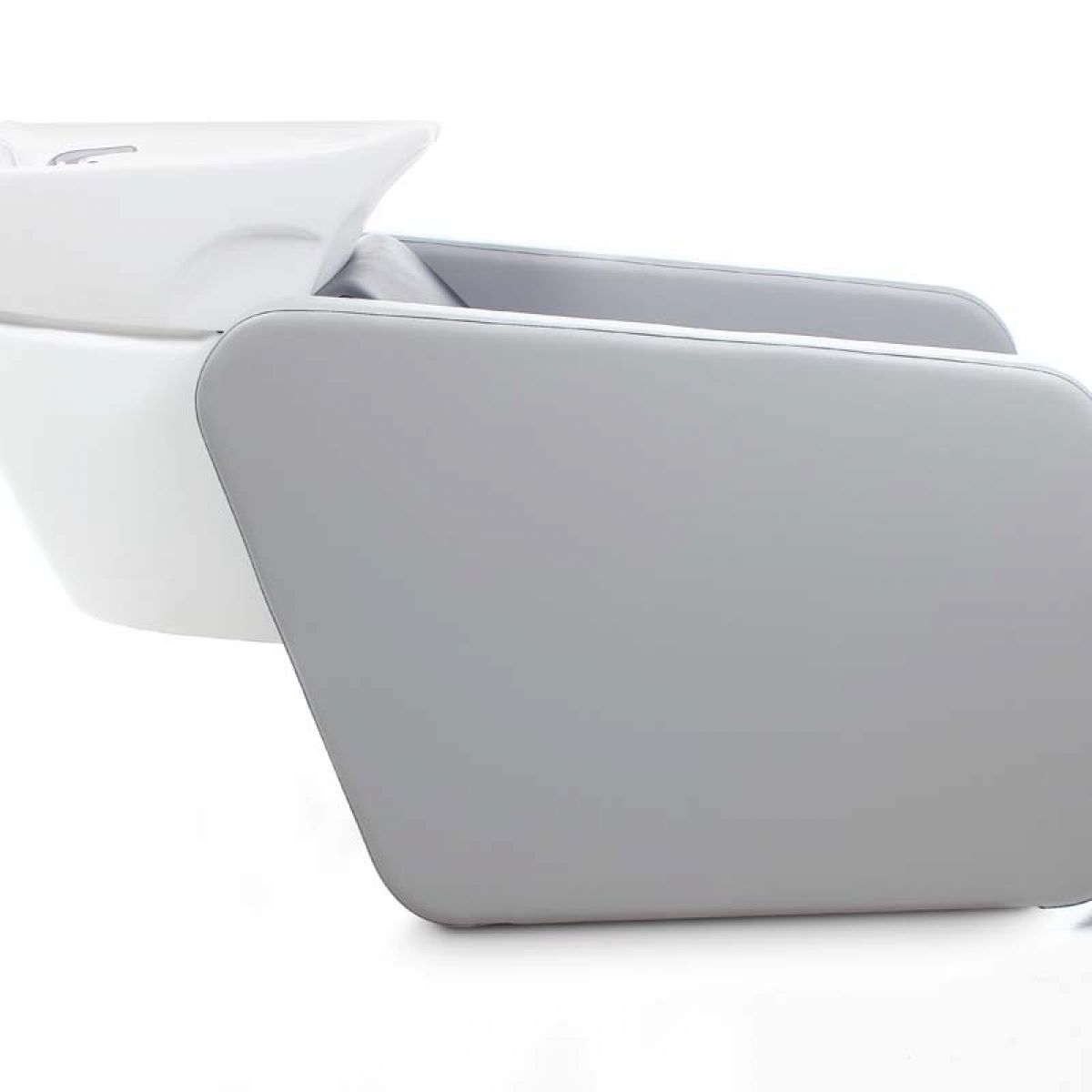 Mobilier de coiffure avec cuvette basculante et fauteuil intégré