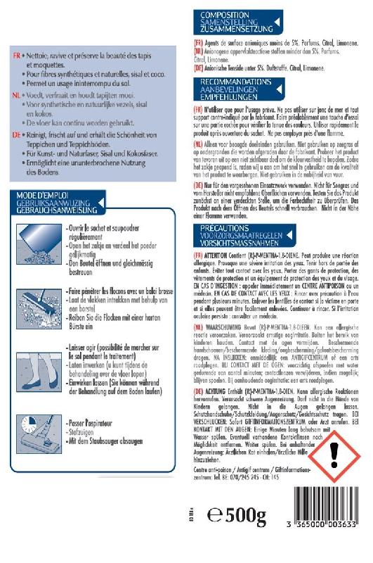 Nettoyant à sec tapis et moquette STARWAX 0.5 kg - Ravive synthétique, laine, sisal ou coco_1